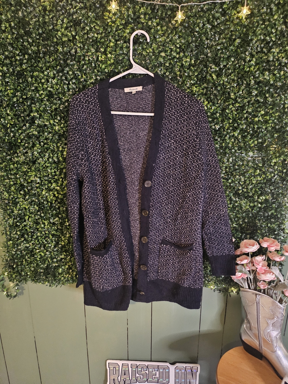 Madewell Navy Heather Button-Up Knit Cardigan